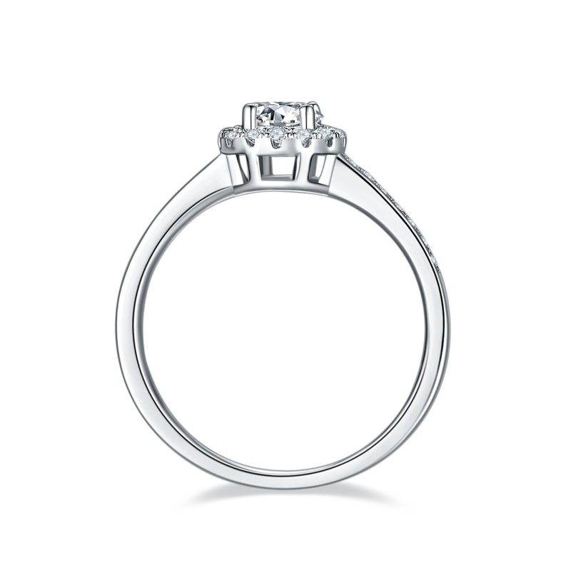 豪镶圆包S925银镀白金MoissaniteWomen's Ring50分D级
